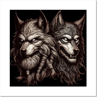 Two Wolfs Norse Mythology Viking Warrior Posters and Art